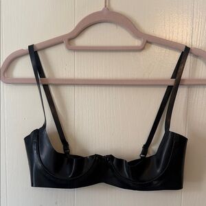 Black Women's Latex 1/2 Cup Bra w/ Bow Atsuko Kudo XS